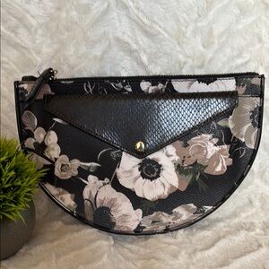 Banana Republic Black and Cream Floral Clutch